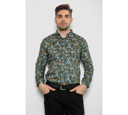 Рубашка мужская с принтом, цвет зеленый, 214R1036