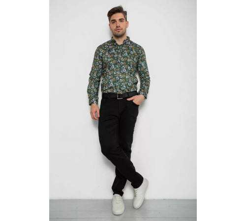 Рубашка мужская с принтом, цвет зеленый, 214R1036