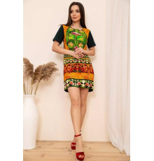 Пряма міні сукня, з короткими рукавами і орнаментом, 167R41-1