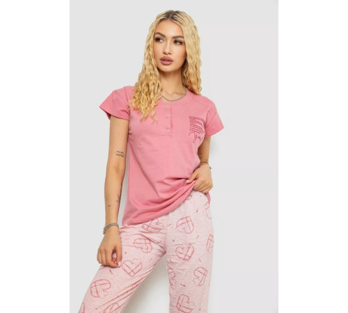 Женская пижама с принтом, цвет пудровый, 243R0004-P4