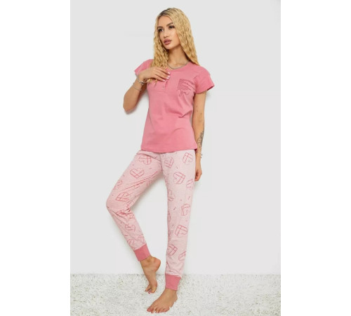 Женская пижама с принтом, цвет пудровый, 243R0004-P4