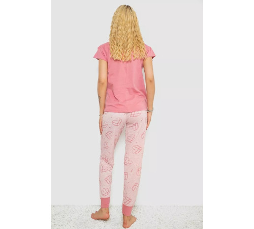 Женская пижама с принтом, цвет пудровый, 243R0004-P4