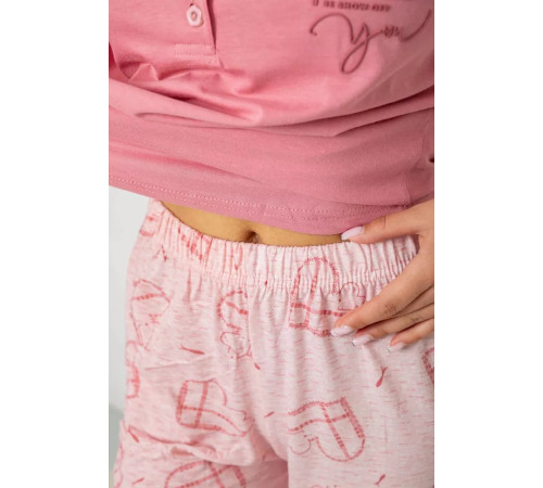 Женская пижама с принтом, цвет пудровый, 243R0004-P4