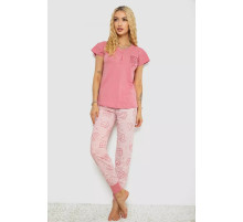 Женская пижама с принтом, цвет пудровый, 243R0004-P4