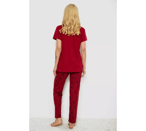 Піжама жіноча з принтом, колір бордовий, 243R10202