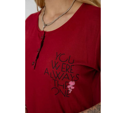 Піжама жіноча з принтом, колір бордовий, 243R10202