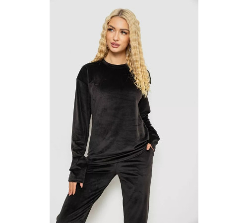 Піжама жіноча велюр, колір чорний, 102R5244