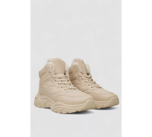 Кросівки жіночі зимові на хутрі, колір бежевий, 248RDM01