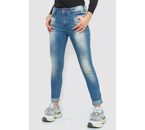 Джинси жіночі з потертостями, колір синій, 244RS06