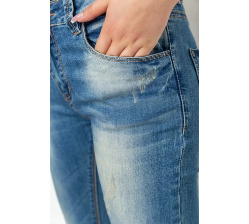 Джинси жіночі з потертостями, колір синій, 244RS06