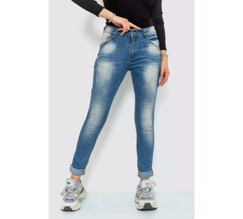 Джинси жіночі з потертостями, колір синій, 244RS06