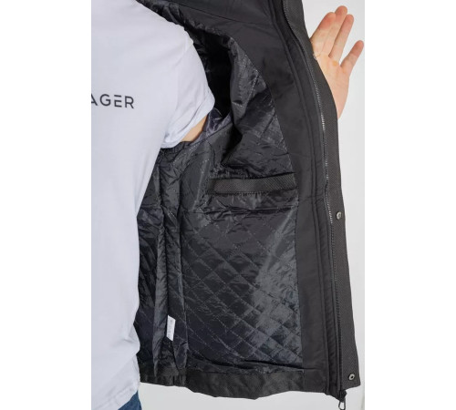 Куртка мужская демисезонная с капюшоном, цвет черный, 214R22015