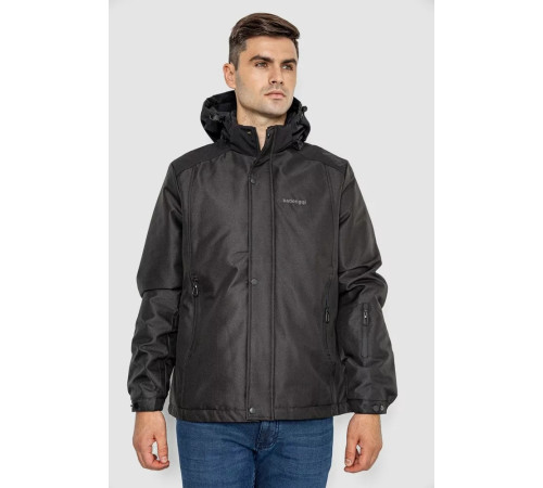 Куртка мужская демисезонная с капюшоном, цвет черный, 214R22015