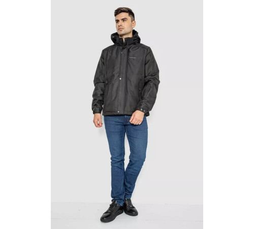 Куртка мужская демисезонная с капюшоном, цвет черный, 214R22015