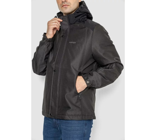 Куртка мужская демисезонная с капюшоном, цвет черный, 214R22015