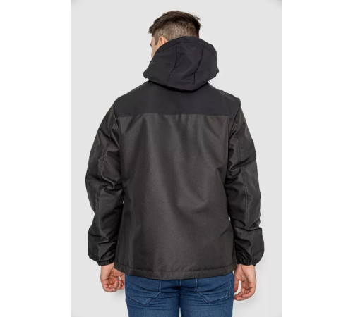 Куртка мужская демисезонная с капюшоном, цвет черный, 214R22015