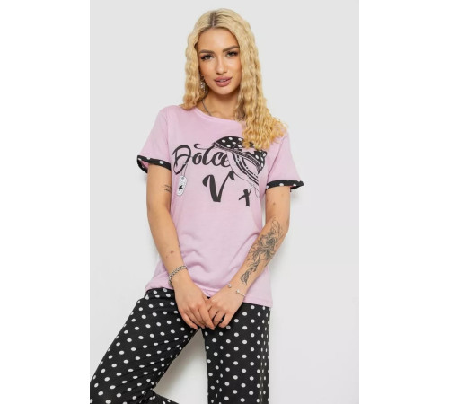 Піжама жіноча з принтом 243R2032-С, колір бузково-чорний, 243R2032-C