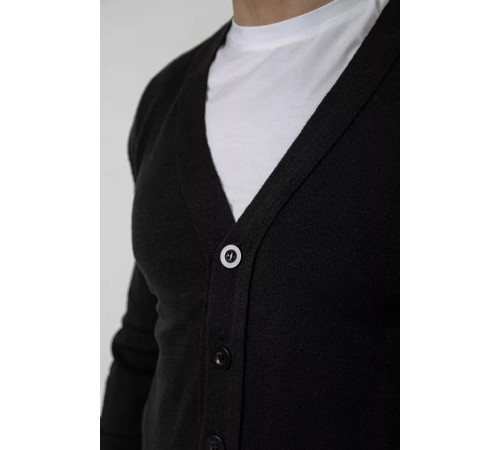 Кофта мужская на пуговицах, цвет черный, 238R18004.