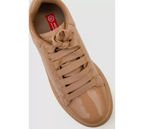 Кеди жіночі лакові, колір бежевий, 248R102-4