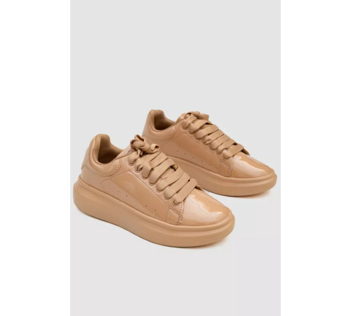 Кеди жіночі лакові, колір бежевий, 248R102-4