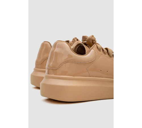 Кеди жіночі лакові, колір бежевий, 248R102-4