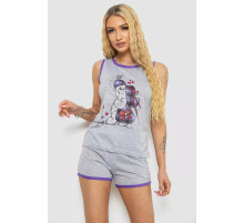 Жіноча піжама з принтом, колір сіро-бузковий, 238RB40