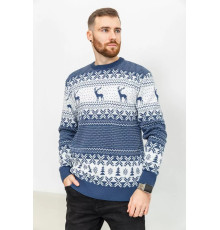 Светр чоловічий з оленями, колір джинс, 161R712