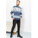 Свитер мужской с оленями, цвет джинс, 161R712