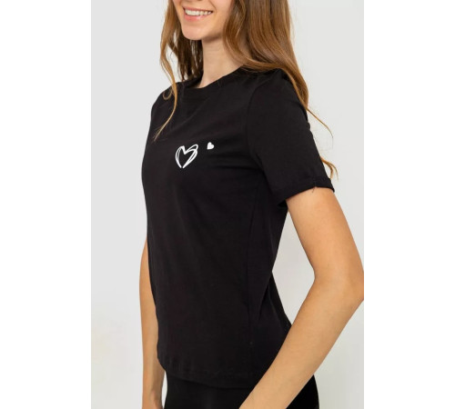 Жіноча футболка з принтом, колір чорний, 241R122