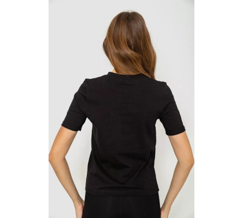 Жіноча футболка з принтом, колір чорний, 241R122