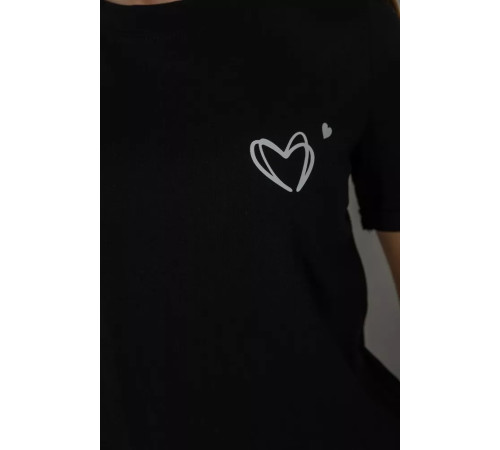 Жіноча футболка з принтом, колір чорний, 241R122