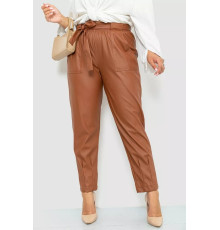 Брюки из искусственной кожи женские, цвет коричневый, 102R5145.