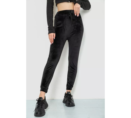 Спорт брюки женские велюровые, цвет черный, 244R5571