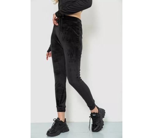 Спорт брюки женские велюровые, цвет черный, 244R5571
