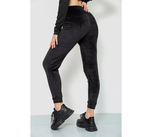 Спорт брюки женские велюровые, цвет черный, 244R5571