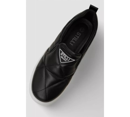 Слипоны женские однотонные, цвет черно-белый, 248RBL34