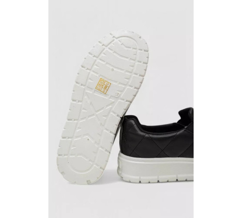 Слипоны женские однотонные, цвет черно-белый, 248RBL34