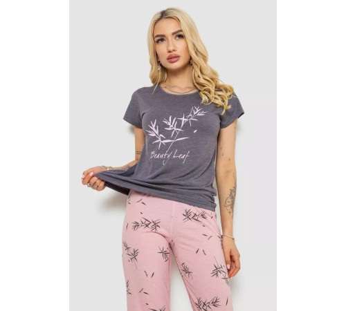 Женская пижама с принтом, цвет серый, 243R7150