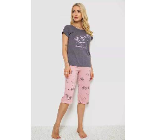 Женская пижама с принтом, цвет серый, 243R7150