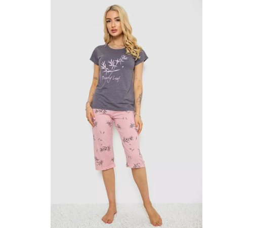 Женская пижама с принтом, цвет серый, 243R7150