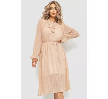 Платье свободного кроя шифоновое, цвет бежевый, 204R721.