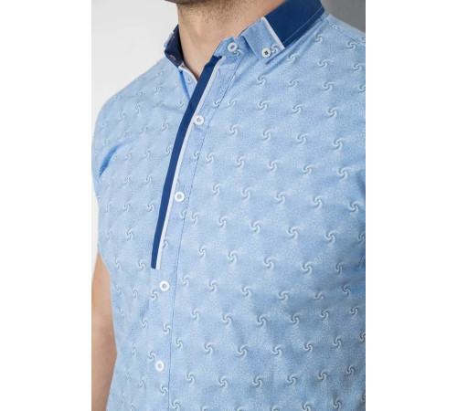 Рубашка мужская с коротким рукавом, цвет сиреневый, 214R3071.