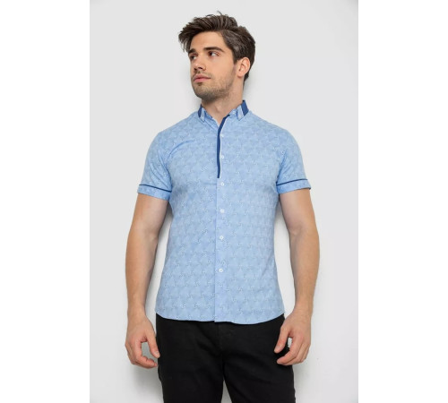 Рубашка мужская с коротким рукавом, цвет сиреневый, 214R3071.