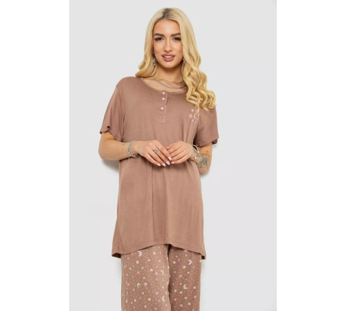 Пижама женская с принтом, цвет мокко, 243R7021.