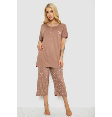 Пижама женская с принтом, цвет мокко, 243R7021.