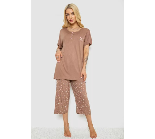 Пижама женская с принтом, цвет мокко, 243R7021.