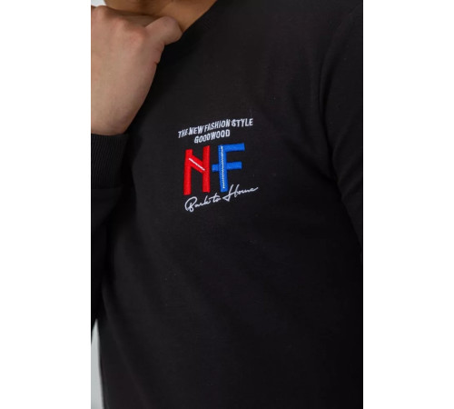 Батник чоловічий двонитка, колір чорний, 244RW016