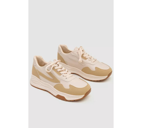 Кросівки жіночі екошкіра, колір бежевий, 243R186-161