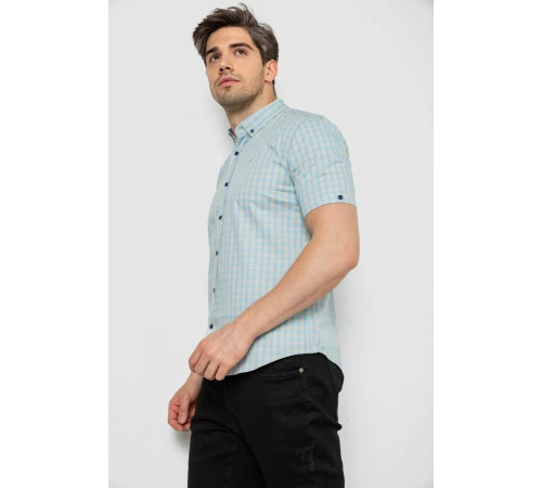 Сорочка чоловіча в клітинку, колір блакитний, 214R825
