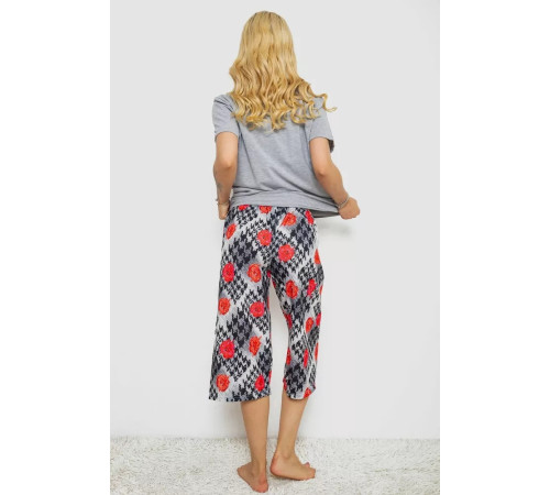 Піжама жіноча з принтом, колір сірий, 243R10373